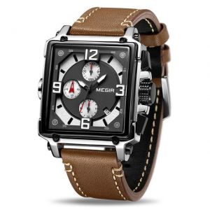 MEGIR 2061 Unique Style Men Wrist Watch Chronograph Date Luminous Number Quartz Watch