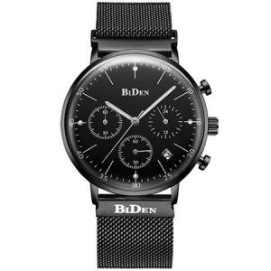 BIDEN BD00527 Luminous Display Chronograph Quartz Watch Full Steel Business Men Wristwatch