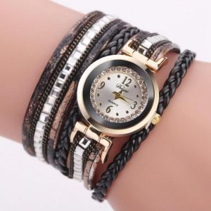 shopping שעונים לאישה DUOYA Women Leather Band Winding Analog Laides Dress Bracelet Quartz Watch