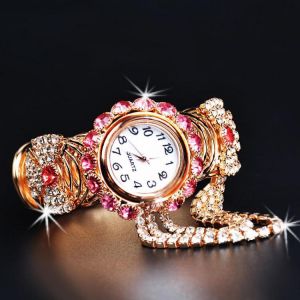 shopping שעונים לאישה Deffrun Crystal Retro Style Women Bracelet Watch Wedding Dress Quartz Watches