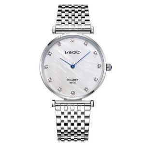 LONGBO 8973 Diamonds Casual Style Couple Watches Stainless Steel Strap Quartz Watch
