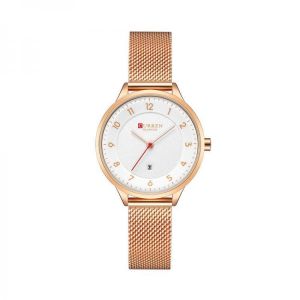 CURREN 9035B Simple Dial Design Date Display Ladies Watch Mesh Steel Band Quartz Watches