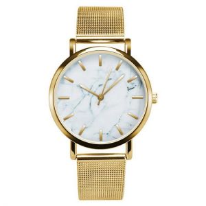 Fashion Women Marble Surface Stainless Steel Band Ladies Dress Quartz Watch