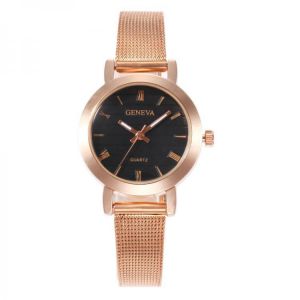 DEFFRUN 377 Simple Roman Scale Mesh Steel Strap Fashion Women Watch Quartz Watch