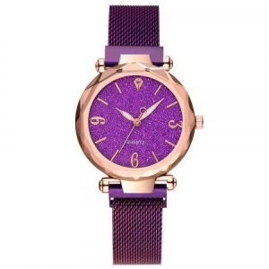 DEFFRUN A312 Simple Design Milanese Mesh Steel Star Decoration Fashion Women Watch Quartz Watch