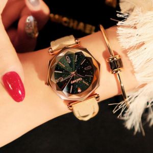 DEFFRUN 230 Elegant Starry Sky Decoration Mesh Steel Fashion Women Watch Quartz Watch