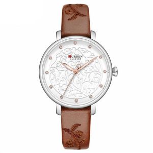 CURREN 9046 Crystal Leather Band Women Wrist Watch Elegant Design Quartz Watch