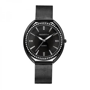 REBIRTH RE115 Diamond Dial Case Women Wrist Watch Full Steel Elegant Design Quartz Watch