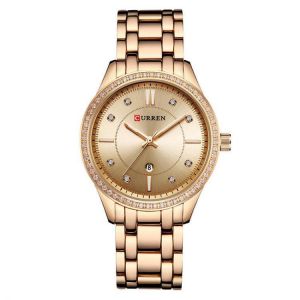 CURREN 9010 Waterproof Crystal Elegant Design Women Wrist Watch Date Display Quartz Watch