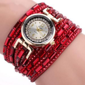 DUOYA DY004 Crystal Casual Style Ladies Bracelet Watch Gold Case Quartz Movement Watches