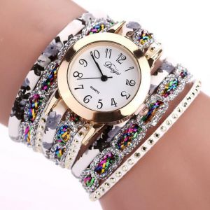 DUOYA XR1886 Retro Style Bracelet Watch Flower Picture Ladies Quartz Watches