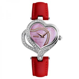 SKMEI 9161 Sweet Love Fashion Style Women Watches Crystal Leather Strap Quartz Watch