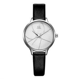 SHENGKE SK K0116 Fashion Simple Dial Conspicuous Leather Strap Women Quartz Watch