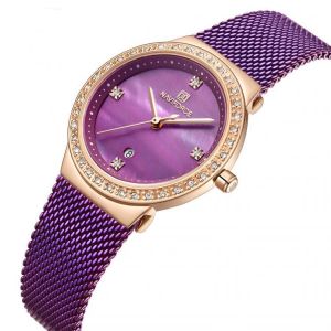 NAVIFORCE 5005 Crystal Casual Style Ladies Wrist Watch Waterproof Stainless Steel Band Quartz Watch