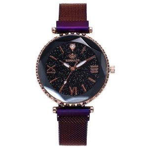 Woman Mesh Magnet Buckle Starry Sky Watch Casual Women Geometric Surface Quartz Watch