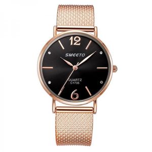 SMEETO Casual Style Women Quartz Watch Fashion Dial Stainless Steel Strap Ladies Dress Wristwatch