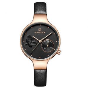NAVIFORCE NF5001 Waterproof Elegant Women Wrist Watch Genuine Leather Strap Quartz Watch