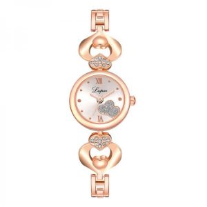 LVPAI P827 Crystal Love Heart Gift Women Wrist Watch Full Steel Casual Style Quartz Watches