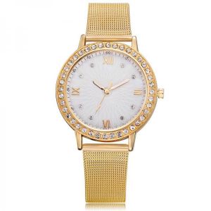 Deffrun Casual Style Crystal Ladies Wrist Watch Full Steel Band Quartz Watches