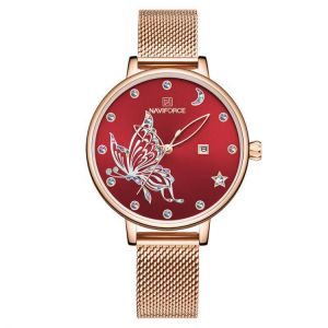 NAVIFORCE 5011 Mesh Steel Band Ladies Wrist Watch 3ATM Waterproof Dress Quartz Watch