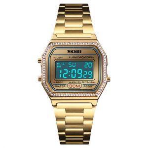 SKMEI 1474 Casual Women Watch 3ATM Waterproof EL Light Week Display Fashion Digital Watch