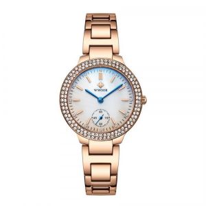 WWOOR 8854 Crystal Casual Style Ladies Wrist Watch Stainless Steel Band Quartz Watches
