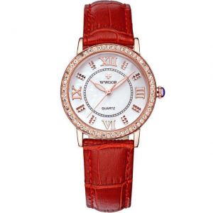 WWOOR 8807 Ultra Thin Elegant Design Ladies Wrist Watch Leather Strap Quartz Watches