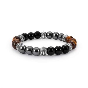 Vintage Tiger-eye Men&#039;s Beaded Bracelet Natural Stone Beads Buddha Bracelets for Men