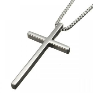 shopping תכשיטים לגבר Stainless Steel Cross Pendant  Silver Necklace Chain