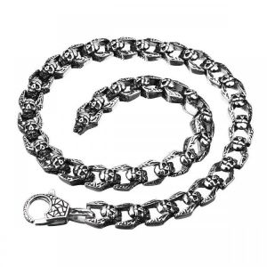 Men Punk Vintage Gothic Skull Chain Link Necklace 316L Stainless Steel Necklace