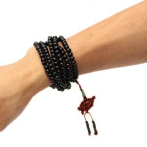 shopping תכשיטים לגבר Trendy Black Sandalwood Buddhist Buddha Multilayer Beads Weaving Bracelet Necklace for Men