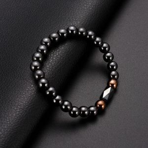 Unisex Black Beaded Bracelet Vintage Black Gallstone Oval Bracelets Ethnic Jewelry For Women Men