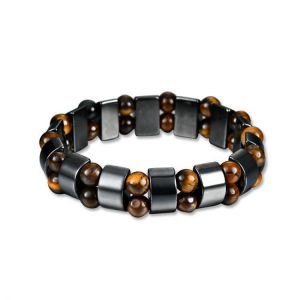 Simple Style Black Magnet Stone Chain Tiger's Eye Beads Health Care Bracelet for Men Women