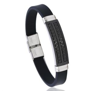 Stainless Steel Personality  Men's Silicone Bracelet