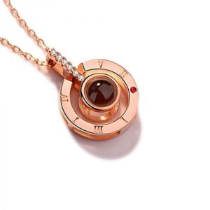 shopping תכשיטים לגבר Trendy 100 Languages I Love You Pendant Necklace Metal Multiple Wearing Methods Projection Necklace