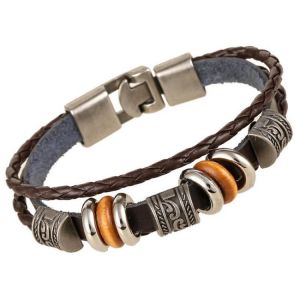 Vintage Leather Wave Braid Bracelet Beaded Multilayer Bracelet Ethnic Jewelry Unisex