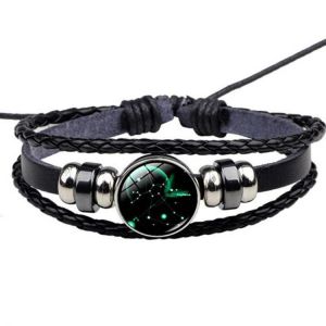 shopping תכשיטים לגבר Vintage Multilayer Bracelet Leather Handmade Gallstone Twelve Constellation Ethnic Jewelry for Women