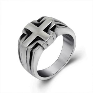 Fashion Vintage Punk Cross Male Titanium Steel Ring Men's Stainless Steel Jewelry