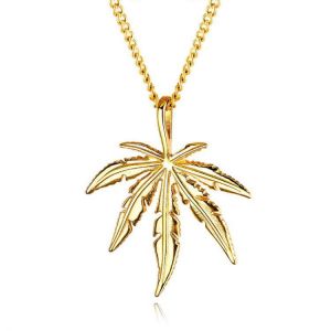Creative Tree Hemp Maple Leaf Pendant Titanium Steel Male Necklace