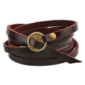 Punk Leather Ancient Wristband Simple Word Love Multilayer Bracelet for Women for Men