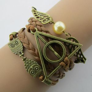 Vintage Unisex Multilayer Bracelet Hollow Triangle Geometric Owl Wings Wave Bracelet Ethnic Jewelry