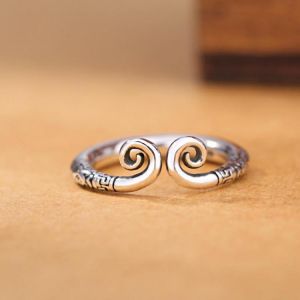 Golden Hoop Monkey King Antique Silver Adjustable Matching Ring for Couples