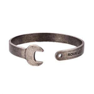 Fashion Titanium Steel Letters Men Bracelet Vintage Mechanical Wrench Open Bangle Bracelets for Men