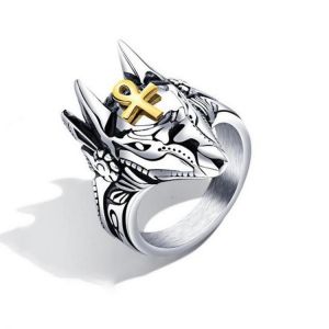 Vintage Anubis Ancient Egyptian Coot Head Titanium Steel Ring