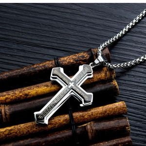 Three-layered Cross Bible Tide Male Pendant Titanium Steel Men's Necklace