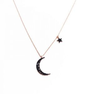 Elegant Pendant Necklace Moon Star Asymmetric Chain Charm Necklace Ethnic Jewelry for Women