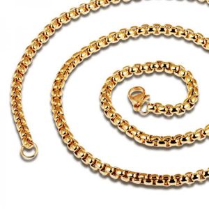 3mm&times;55cm Retro Men's Necklace Square Chain Necklace Polished Stainless Steel Single Chain