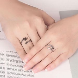 Vintage Open Couple Ring Retro Angels Demons Adjustable Finger Rings Ethnic Jewelry for Women Men