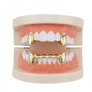 shopping תכשיטים לגבר 4 Colors Vintage Vampire Denture Set Metal Geometric Braces Canine Grillz Teeth Jewelry