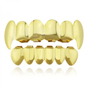 shopping תכשיטים לגבר 4 Colors Vintage Halloween Vampire Denture Kit Metal Geometric Glossy Braces Grillz Teeth Jewelry